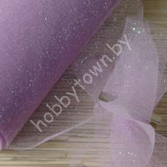 Фатин средней жёсткости с блёстками, ширина 15 см, (цв.сиреневый 14) 1 метр