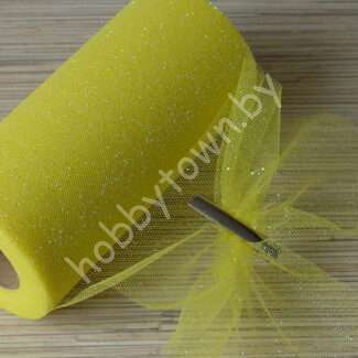 Фатин средней жёсткости с блёстками, ширина 15 см, (цв.жёлтый 10) 1 метр