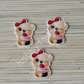 Кабошон-вырубка Мишка с пироженкой, 26x37 мм 1 шт.