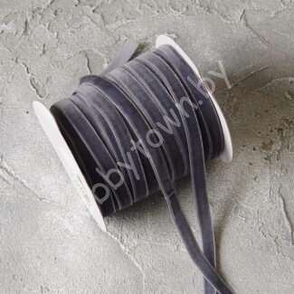 Лента бархатная 1 см (цв. тёмно-серый 189) 1 метр