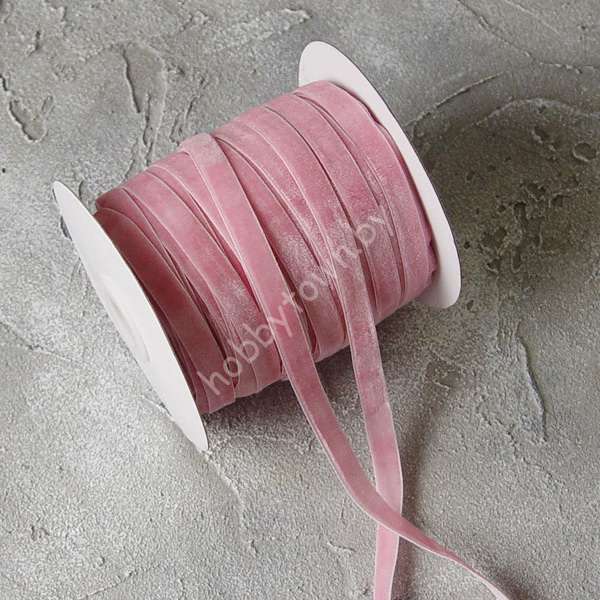Лента бархатная 1 см (цв.розовый 36) 1 метр