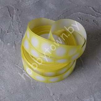 Лента репсовая с разметкой для лепестков 25 мм (цв. жёлтый) 1м