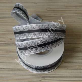 Лента репсовая с рисунком Кружево-1, 25 мм 1м