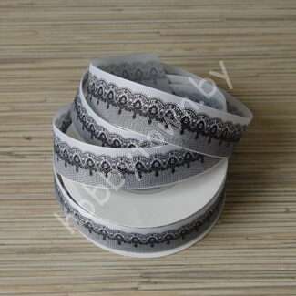 Лента репсовая с рисунком Кружево-5, 25 мм 1м