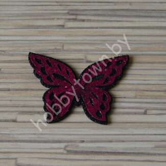 Патч-заготовка Бабочка 50 мм (цв. чёрный/фуксия) 1шт.