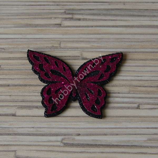 Патч-заготовка Бабочка 50 мм (цв. чёрный/фуксия) 1шт.