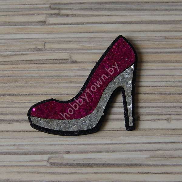 Патч-заготовка Туфелька 35 мм (цв. чёрный/фуксия) 1шт.