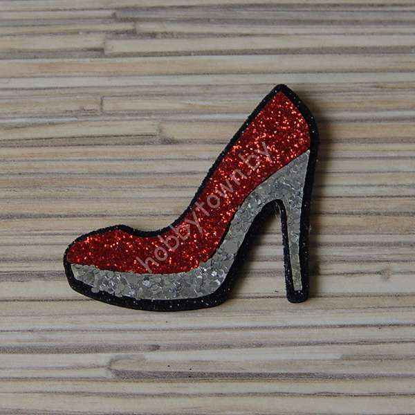 Патч-заготовка Туфелька 35 мм (цв. чёрный/красный) 1шт.