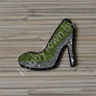 Патч-заготовка Туфелька 50 мм (цв. чёрный/зелёный) 1шт.
