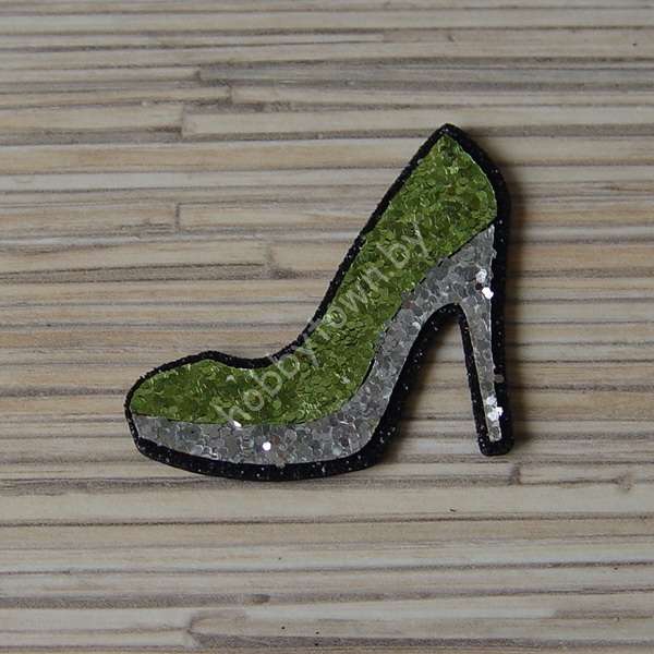 Патч-заготовка Туфелька 35 мм (цв. чёрный/зелёный) 1шт.