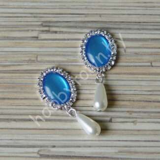 Серединка ювелирная с подвеской 18×25 мм (цв.серебро/бирюзовый 9) 1 шт.