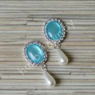 Серединка ювелирная с подвеской 18×25 мм (цв.серебро/голубой 6) 1 шт.