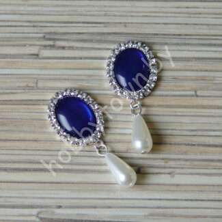 Серединка ювелирная с подвеской 18×25 мм (цв.серебро/синий 5) 1 шт.