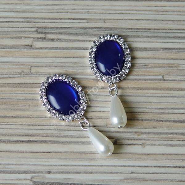 Серединка ювелирная с подвеской 18×25 мм (цв.серебро/синий 5) 1 шт.