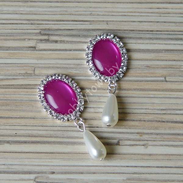 Серединка ювелирная с подвеской 18×25 мм (цв.серебро/сиреневый 8) 1 шт.