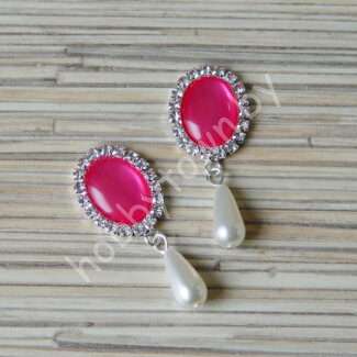 Серединка ювелирная с подвеской 18×25 мм (цв.серебро/ярко-розовый 7) 1 шт.