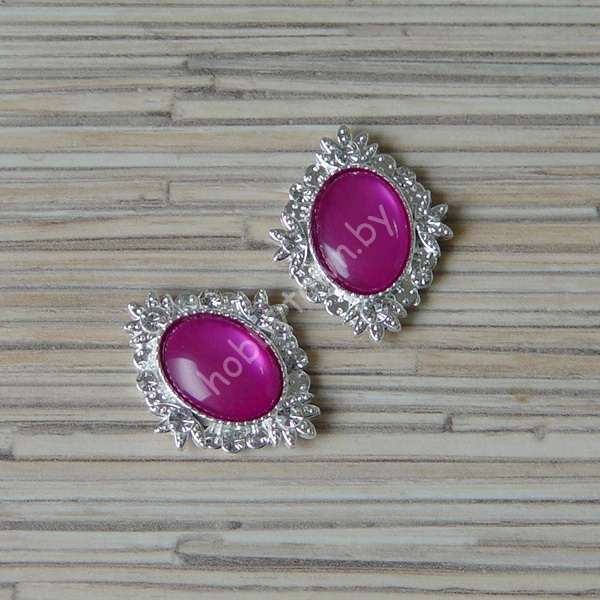 Серединка ювелирная 25×32 мм (цв.серебро/сиреневый 8) 1 шт.