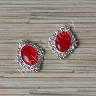 Серединка ювелирная 25×32 мм (цв.серебро/св-красный 3) 1 шт.