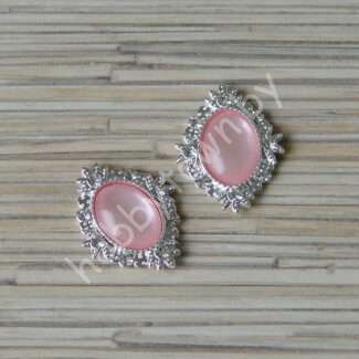 Серединка ювелирная 25×32 мм (цв.серебро/св-розовый 2) 1 шт.