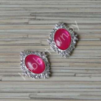 Серединка ювелирная 25×32 мм (цв.серебро/яр-розовый 7) 1 шт.