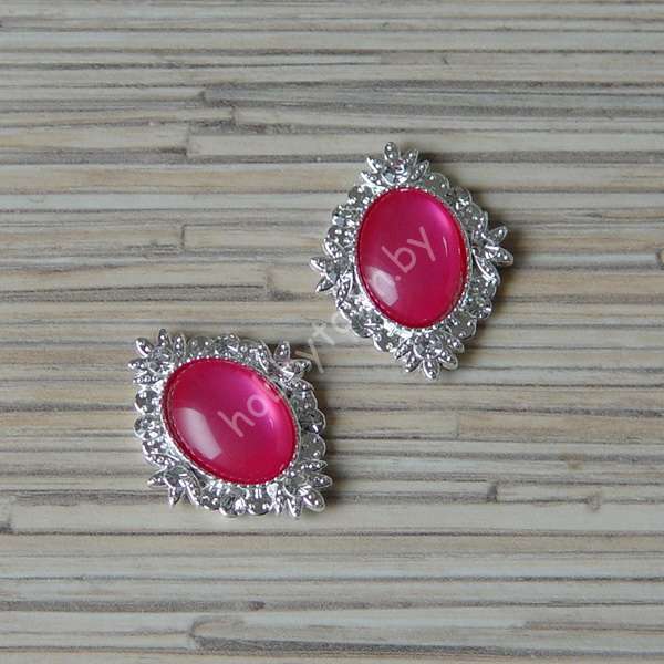 Серединка ювелирная 25×32 мм (цв.серебро/яр-розовый 7) 1 шт.