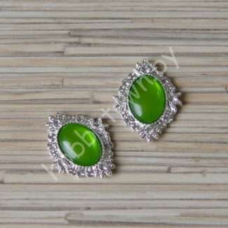 Серединка ювелирная 25×32 мм (цв.серебро/зелёный 4) 1 шт.