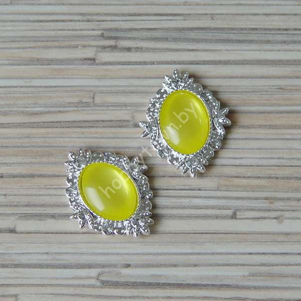 Серединка ювелирная 25×32 мм (цв.серебро/жёлтый 10) 1 шт.