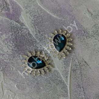 Серединка ювелирная 27×32 мм (цв.серебро/бирюзовый 11) 1 шт.