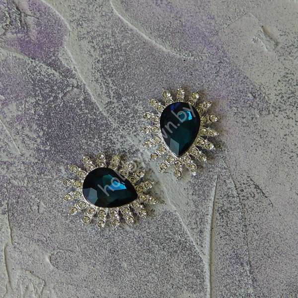 Серединка ювелирная 27×32 мм (цв.серебро/бирюзовый 11) 1 шт.