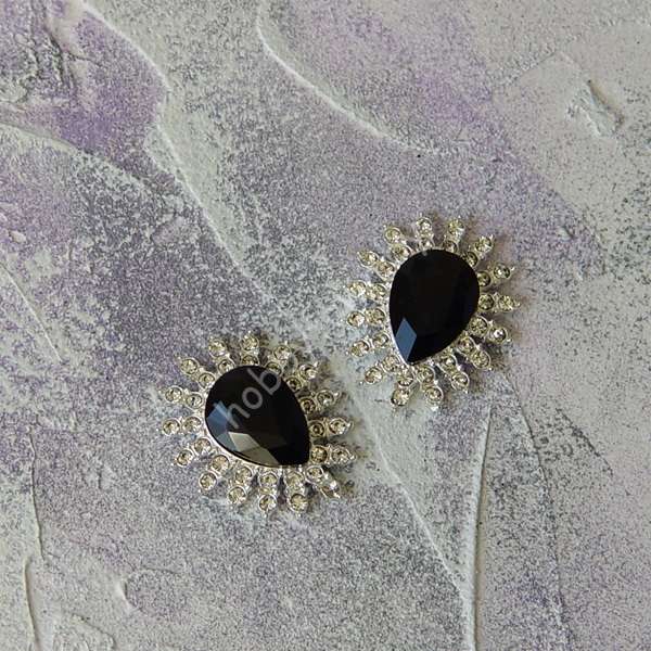 Серединка ювелирная 27×32 мм (цв.серебро/чёрный 06) 1 шт.