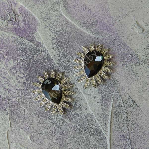 Серединка ювелирная 27×32 мм (цв.серебро/графитовый 04) 1 шт.