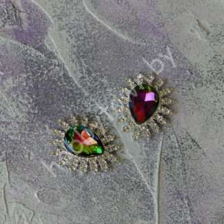 Серединка ювелирная 27×32 мм (цв.серебро/хамелеон 30) 1 шт.