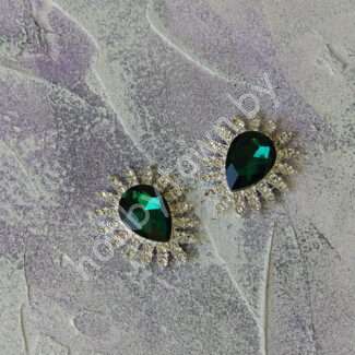 Серединка ювелирная 27×32 мм (цв.серебро/изумрудный 14) 1 шт.