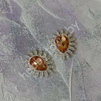 Серединка ювелирная 27×32 мм (цв.серебро/персиковый 05) 1 шт.