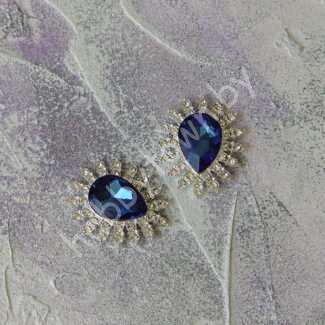 Серединка ювелирная 27×32 мм (цв.серебро/синий 08) 1 шт.