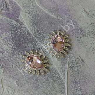 Серединка ювелирная 27×32 мм (цв.серебро/св-розовый 13) 1 шт.