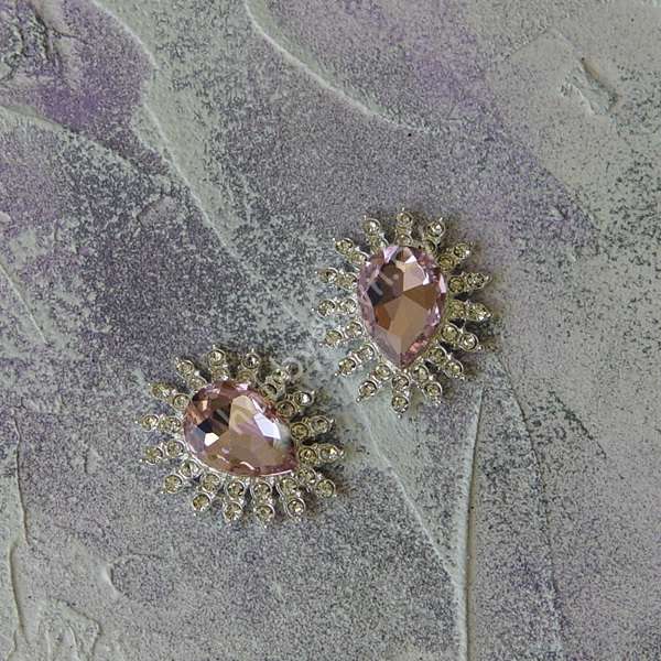 Серединка ювелирная 27×32 мм (цв.серебро/св-розовый 13) 1 шт.