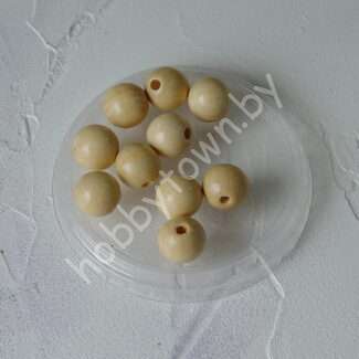 Бусины деревянные 18 мм (цв. кремовый) 10 шт.