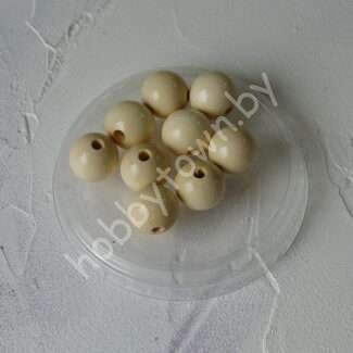 Бусины деревянные 20 мм (цв. кремовый) 10 шт.