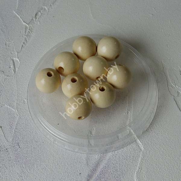 Бусины деревянные 20 мм (цв. кремовый) 10 шт.