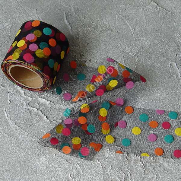 Фатин Разноцветный горох 5,5 см (цв. чёрный) 1 метр