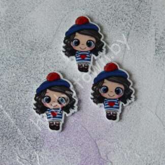 Кабошон-вырубка Девочка-морячка 27x37 мм, 1 шт.