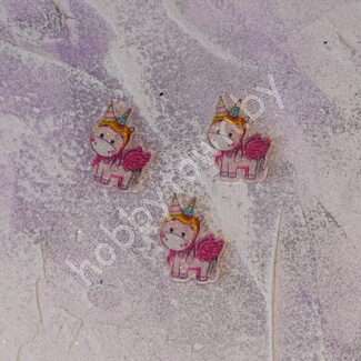 Кабошон-вырубка Единорог с блестками 26x20 мм 1шт.