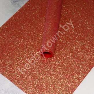 Кожзам с мелким перламутровым глиттером (цв. красный)
