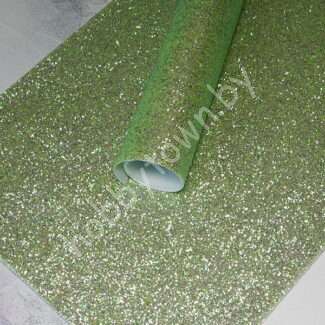 Кожзам с мелким перламутровым глиттером (цв. салатовый)
