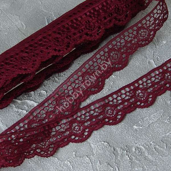Кружево 38 мм (цв. бордовый) 1 м