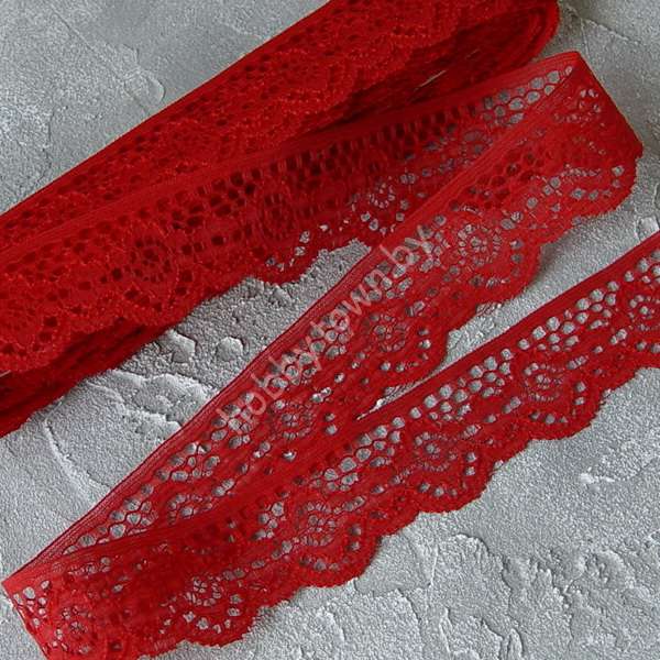 Кружево 38 мм (цв. красный) 1 м