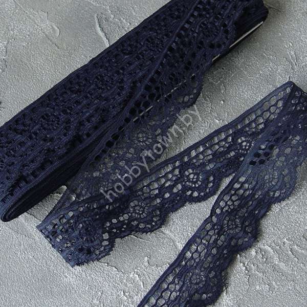 Кружево 38 мм (цв. тёмно-синий) 1 м