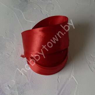 Лента атласная однотонная 50 мм (цв. красный 3091) 1 м