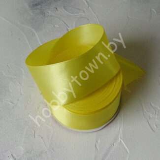 Лента атласная однотонная 50 мм (цв. жёлтый 3014) 1 м